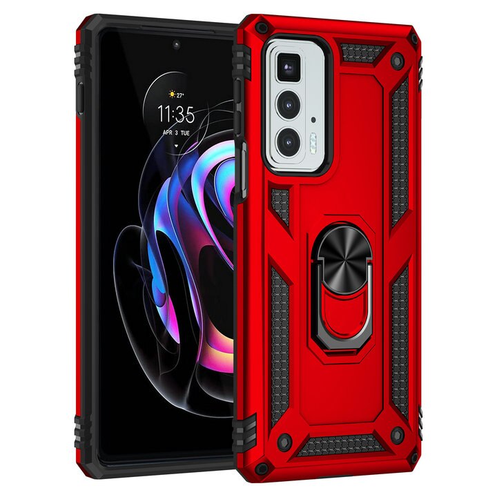 Protectores para celular  para Motorola  Edge 20 Pro Funda reforzada con anillo v2 Rojo
